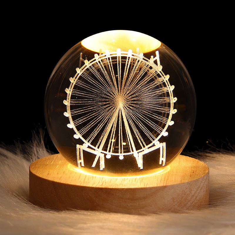 Tisch Lampe 3D Kristall Ball LED Nachtlicht