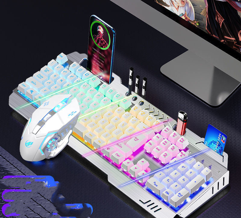 Computer Set Tastatur Maus Kopfhörer LED