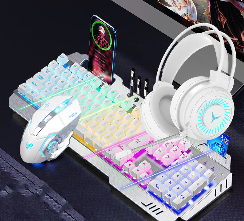 Computer Set Tastatur Maus Kopfhörer LED