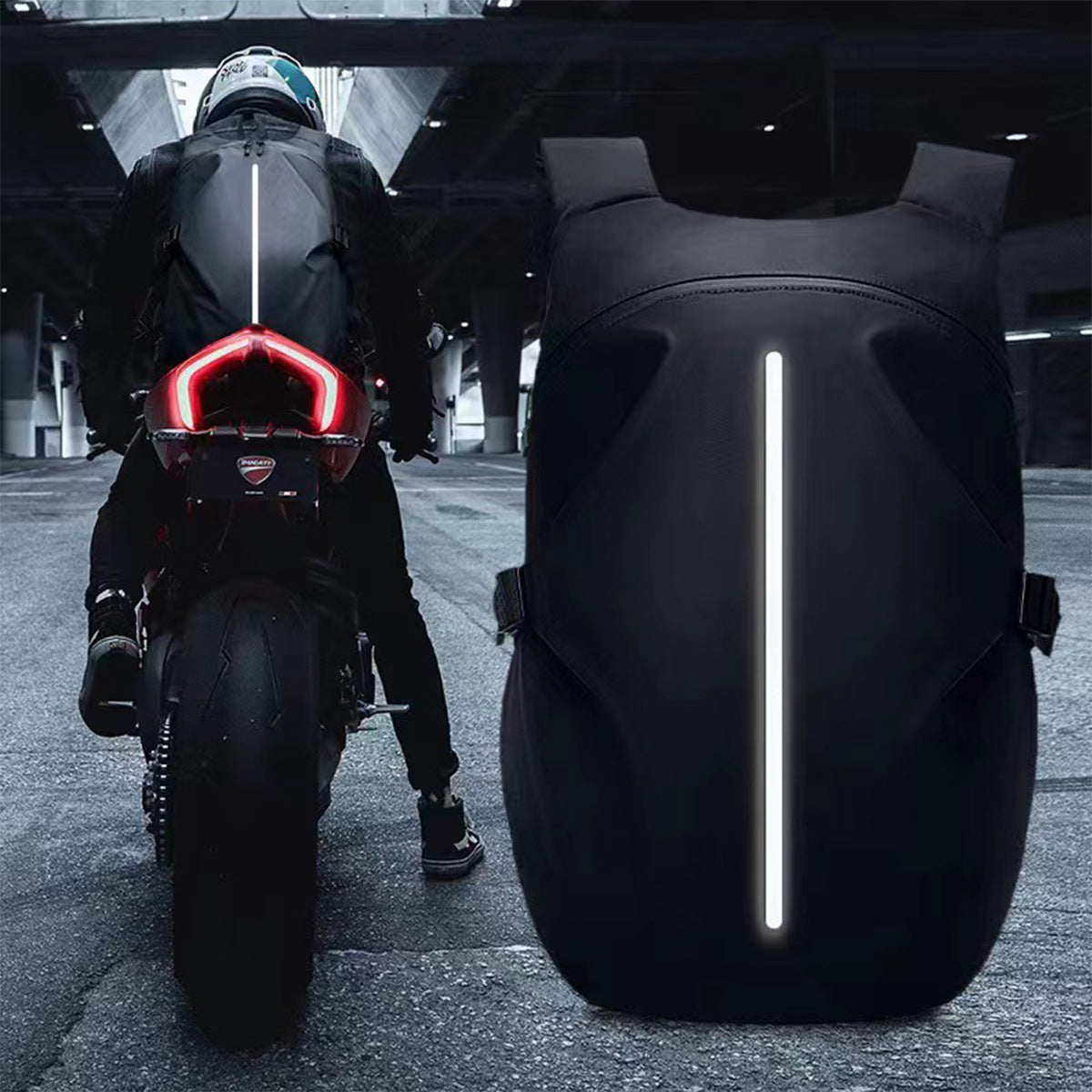 Motorrad / Fahrrad Rucksack mit LED Beleuchtung