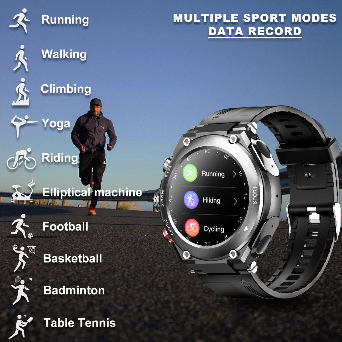 Sport-Smartwatch IPS mit Bluetooth und Headset