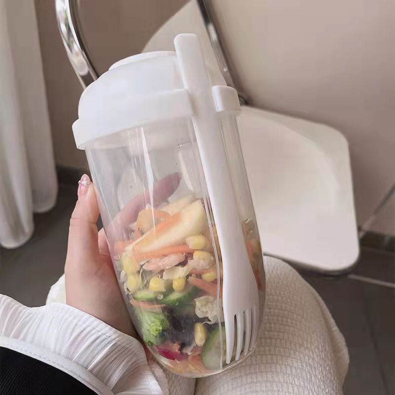 Salatbox mit Dressing-Cup und Gabel