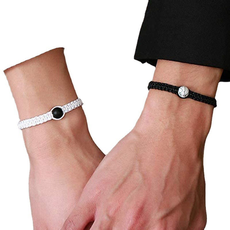 Handgefertigtes Schwarz-Weiß-Nischenarmband für Paare