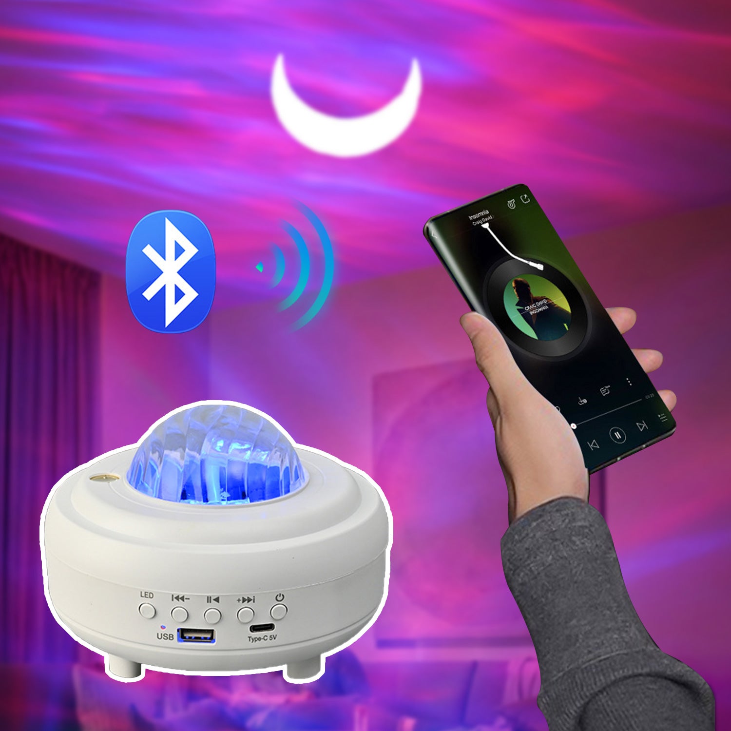 Sternenhimmel Galaxy Star Projektor Bluetooth LED Nachtlicht